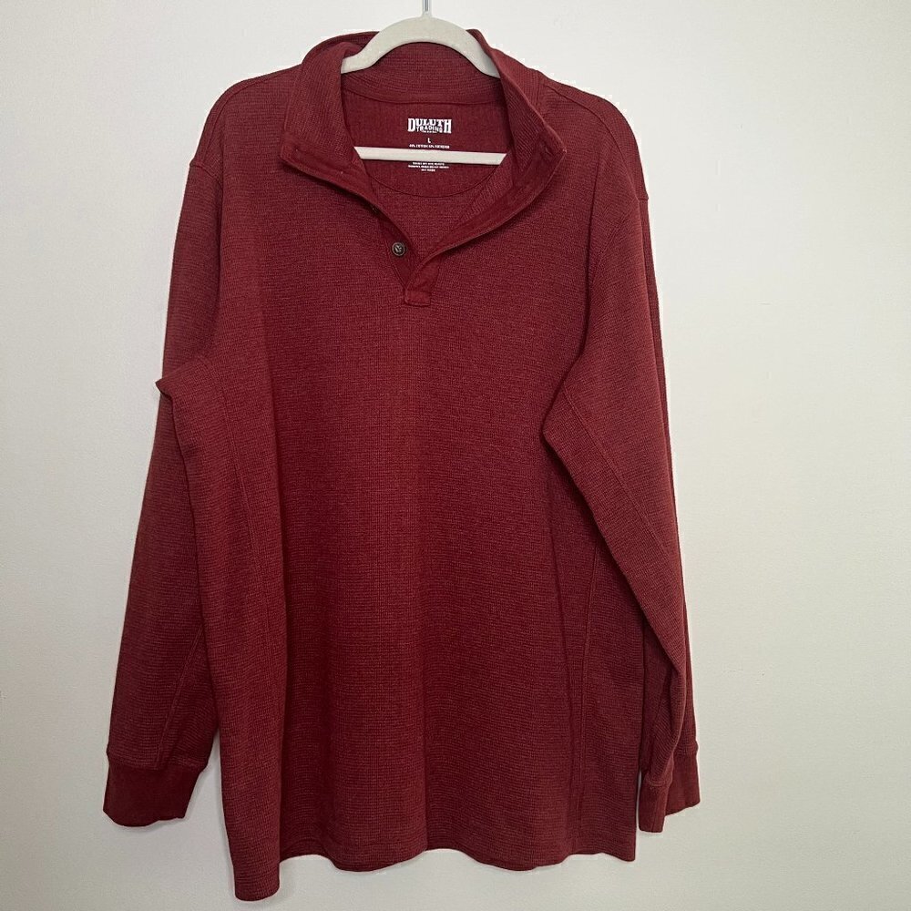 Duluth Waffle Knit Popover 1/4 Collar Long Sleeve Comfortable Shirt